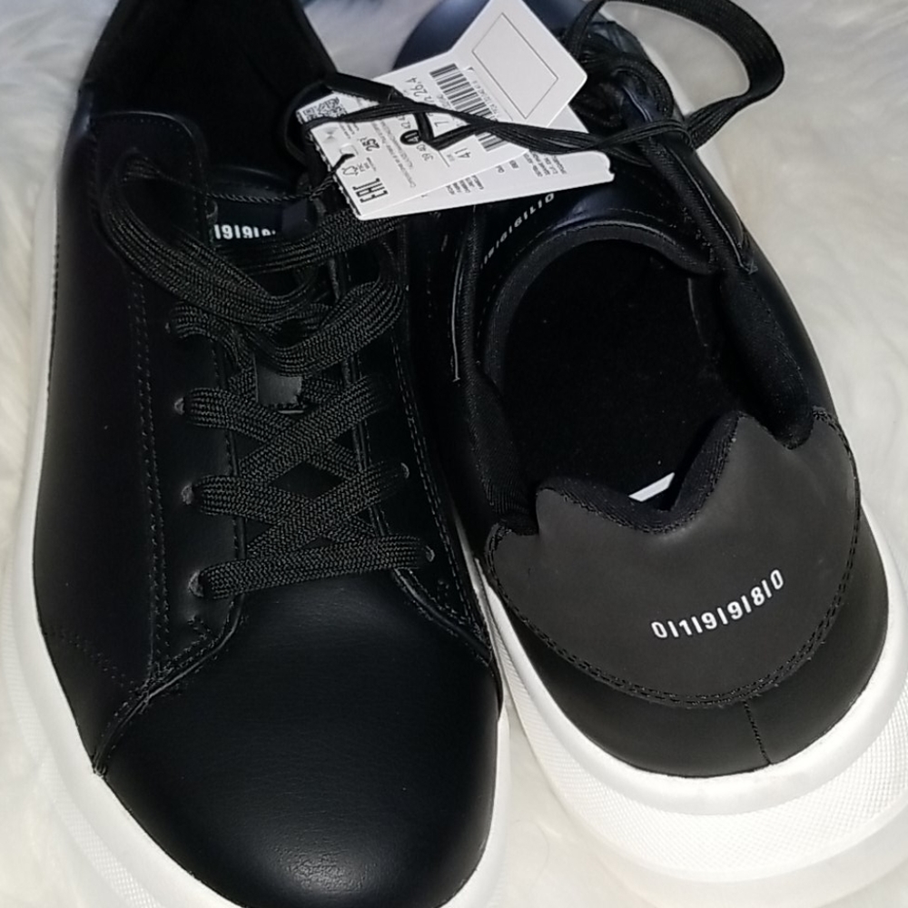 👣BERSHKA😄 Men's Faux Leather Platform Sneakers😃size 8 - Picture 7 of 13